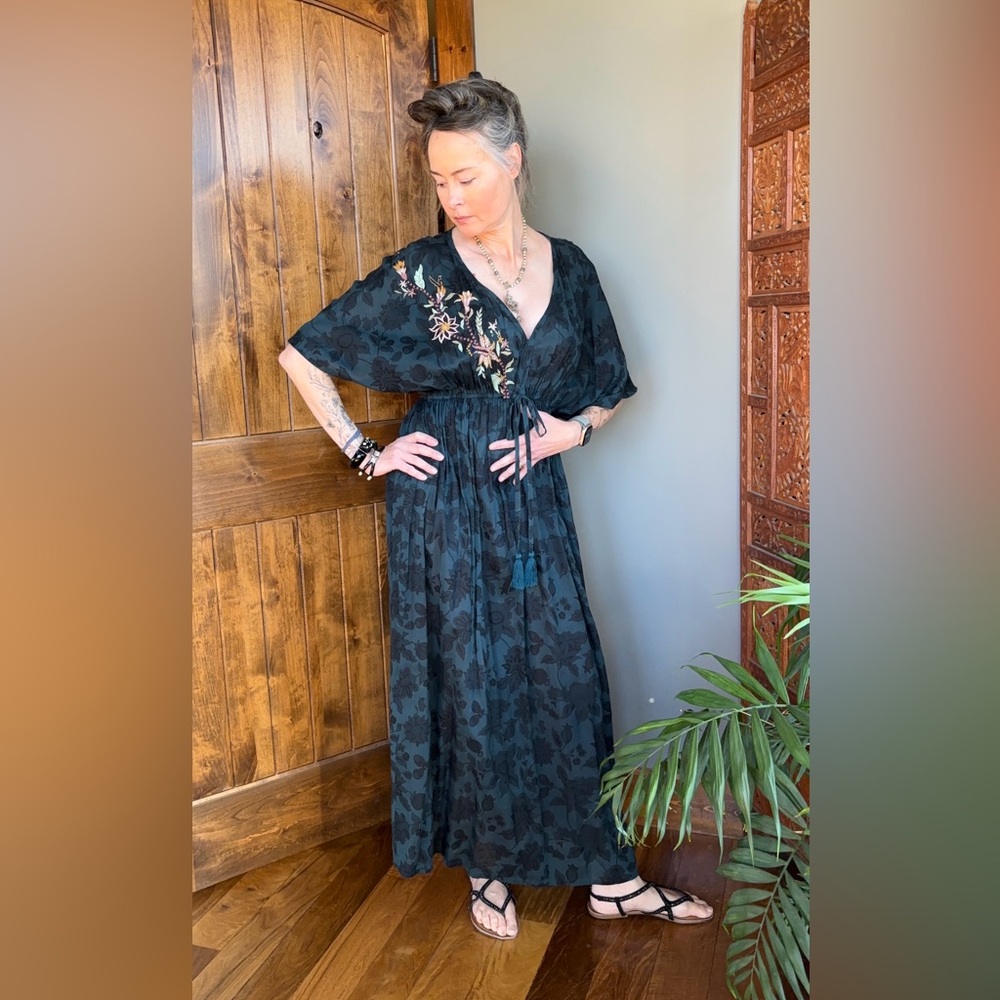 Embroidered Empire Waist Maxi Dress